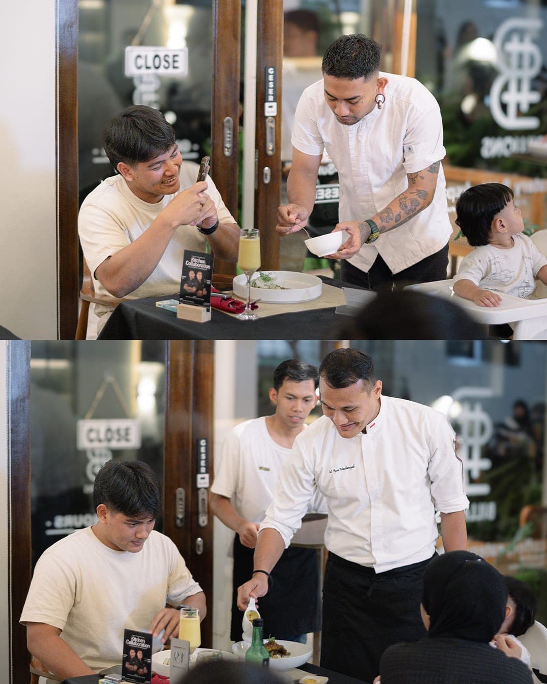 Chef Billions Coffee menyajikan hidangan langsung ke meja tamu